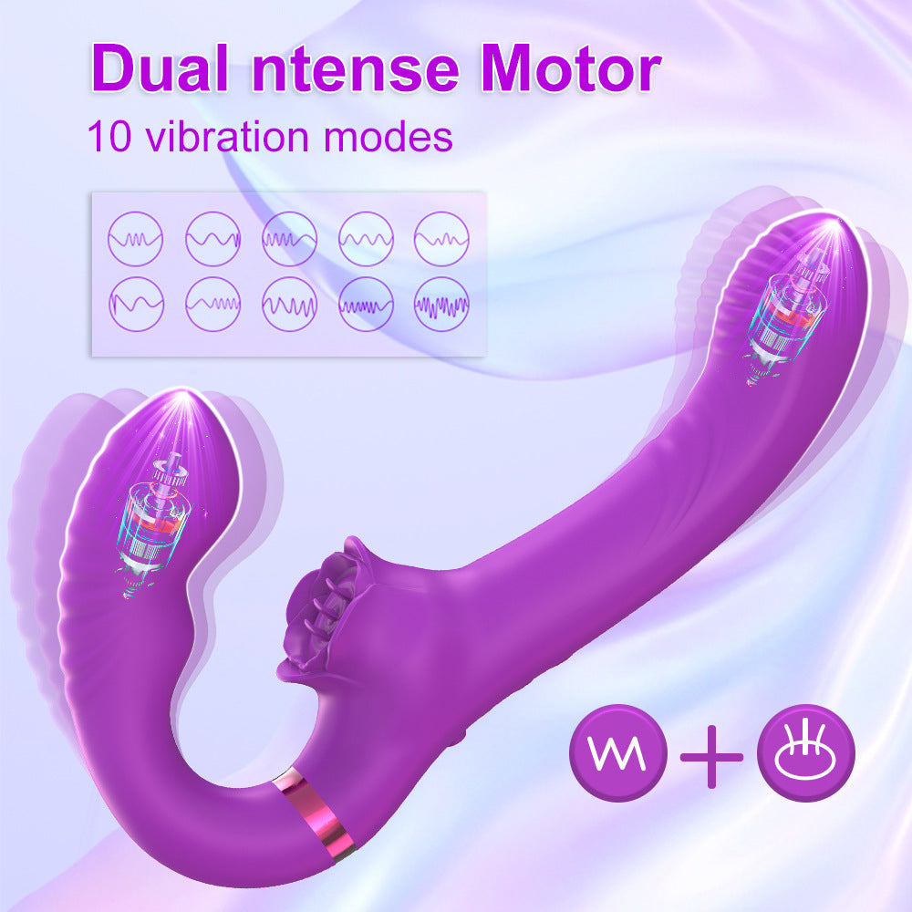 Strapless Strap On G-Spot Dildo Vibrator, Double Ended Wearable Stimulation With 10 Vibrating Modes & Remote Control, Anti-Slip Silicone Realistic Butt Plug, Sex- Toy For Women Couple Lesbian