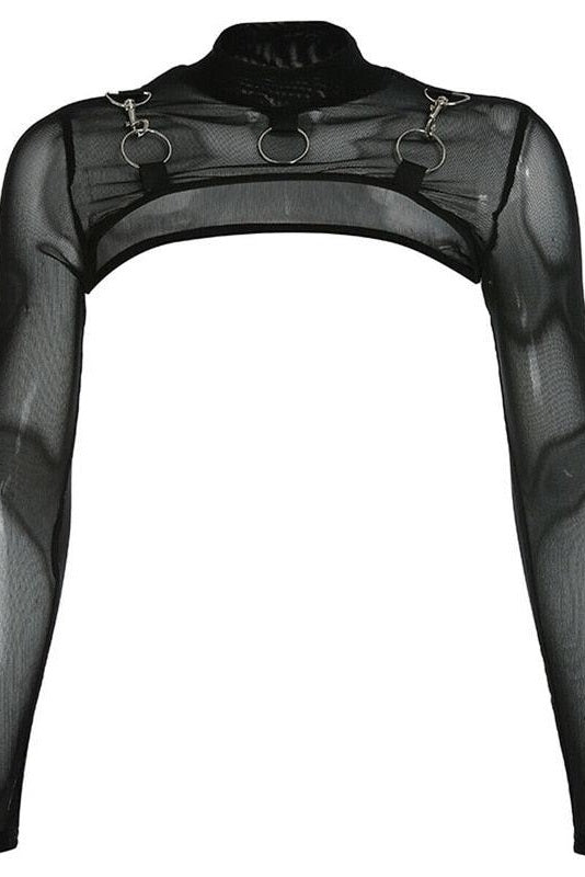 Mesh See Through Short Crop Tops