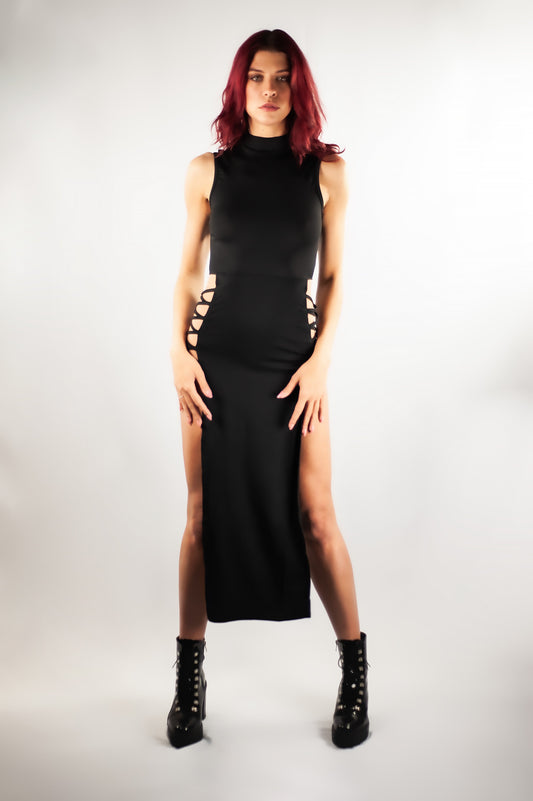 Elegant Black Sleeveless Bandage Dress