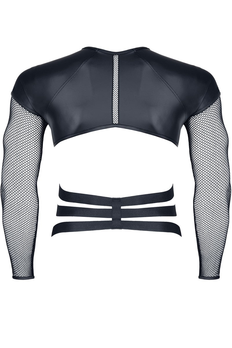 Long Sleeve Net Strap Shirt