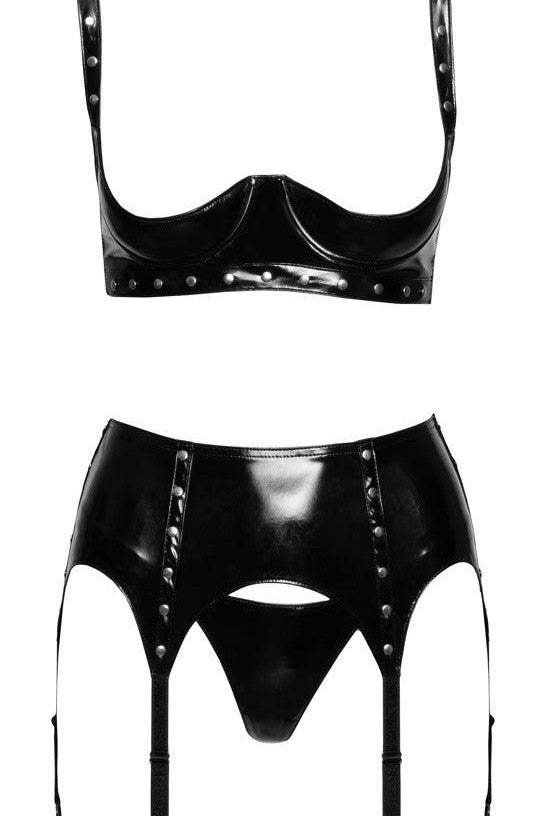 Black Vinyl Suspender Set