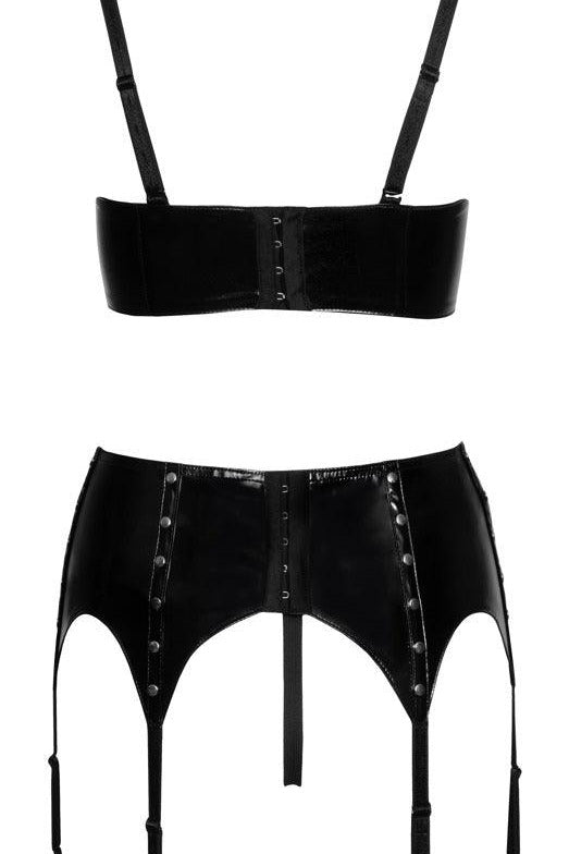 Black Vinyl Suspender Set