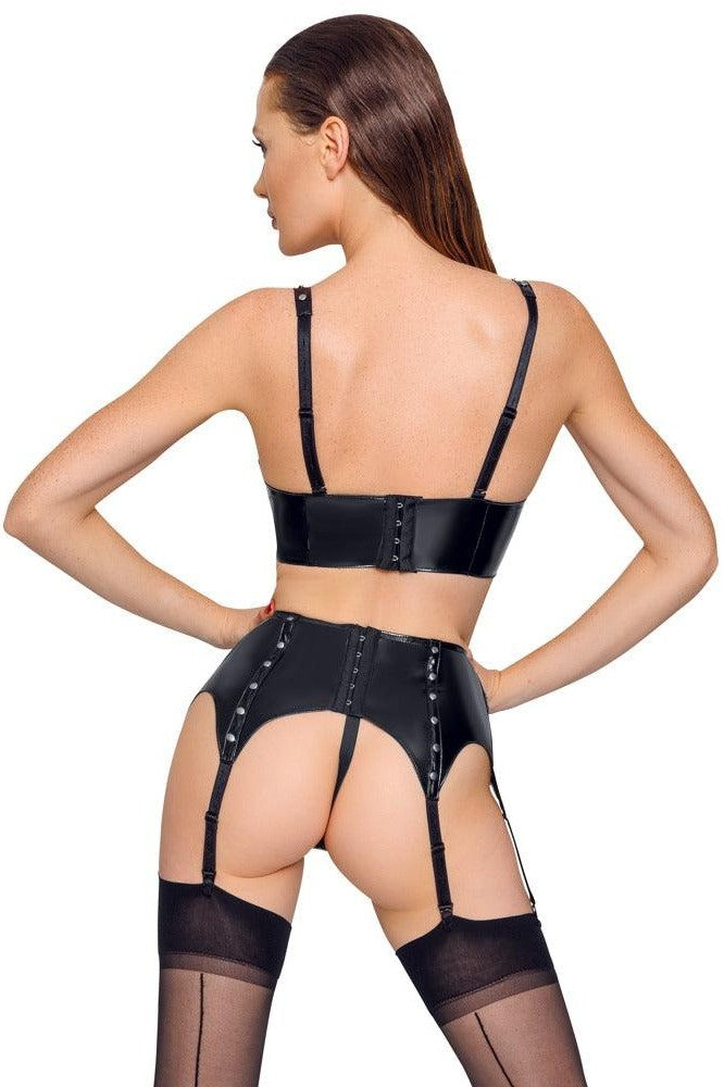 Black Vinyl Suspender Set