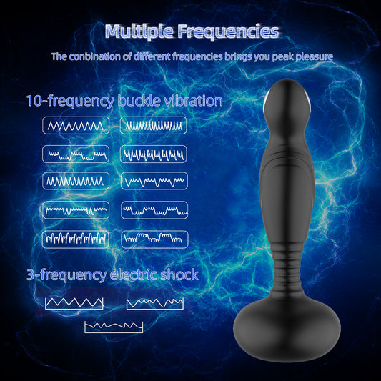 Liquid Silicone Wearable With Remote 10 Modes Recharge Pulling Butt Plug Dildo Mute Toy For Women Men-Black
