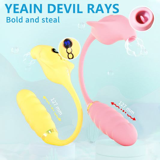Women's Manta Ray Telescopic Sucking Vibrator Toy