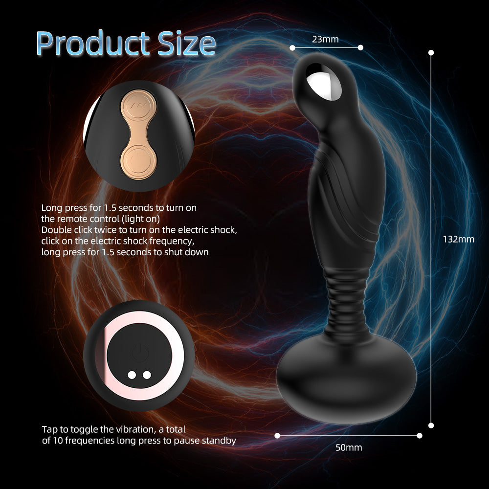 Liquid Silicone Wearable With Remote 10 Modes Recharge Pulling Butt Plug Dildo Mute Toy For Women Men-Black