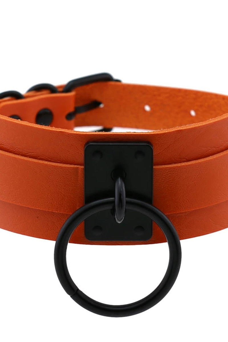 Leather Look Choker Collar