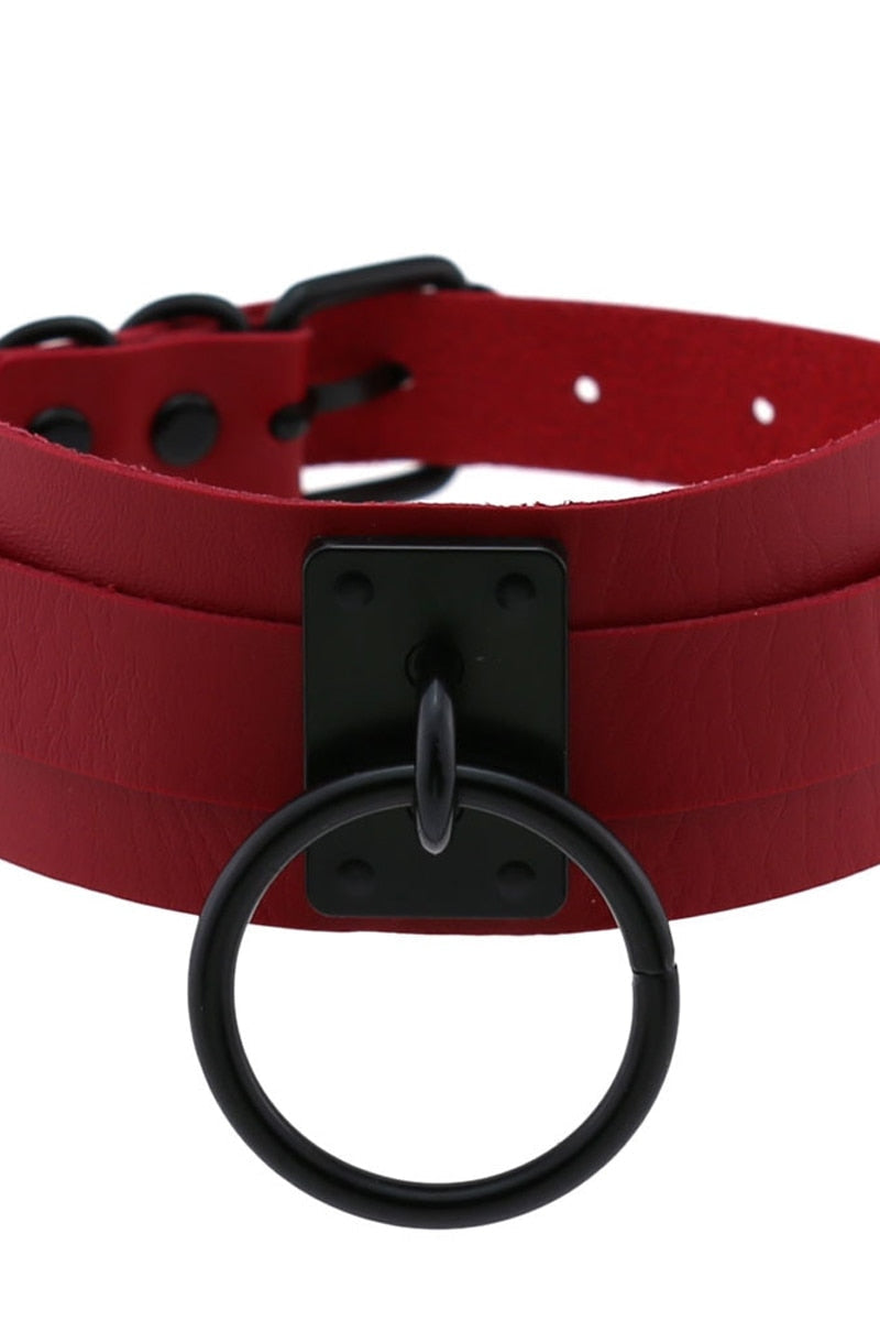 Leather Look Choker Collar