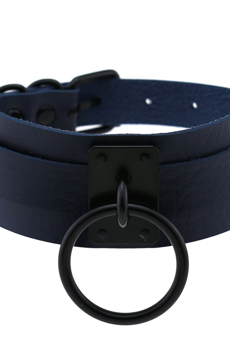 Leather Look Choker Collar