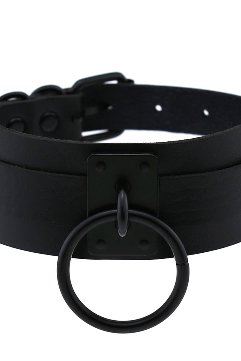 Leather Look Choker Collar