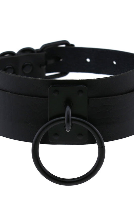 Leather Look Choker Collar