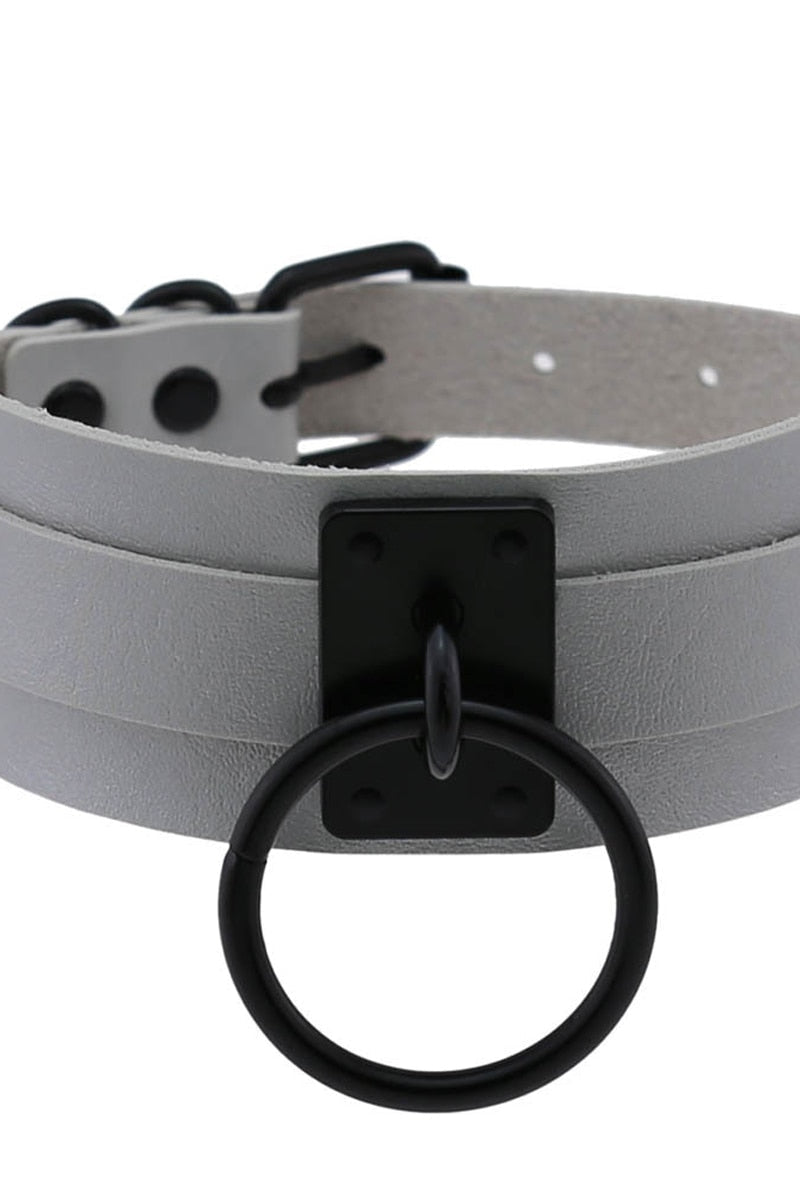 Leather Look Choker Collar