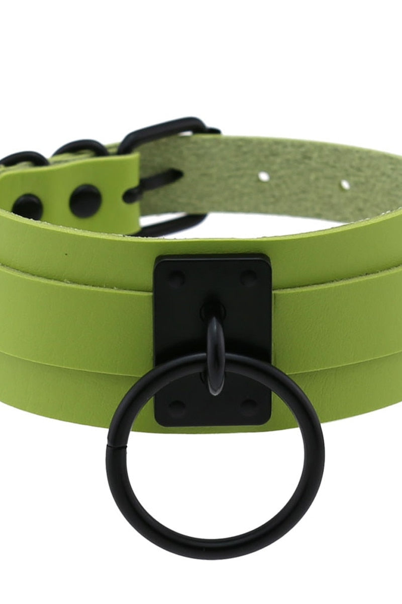 Leather Look Choker Collar