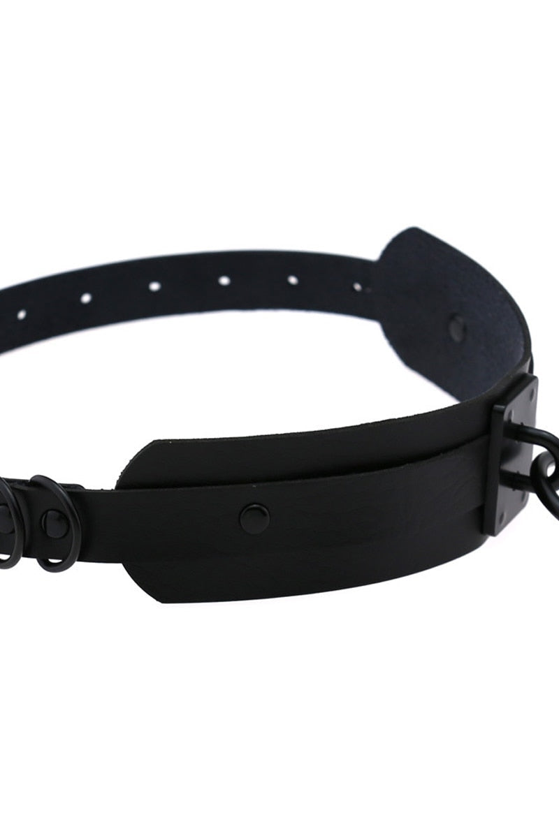 Leather Look Choker Collar