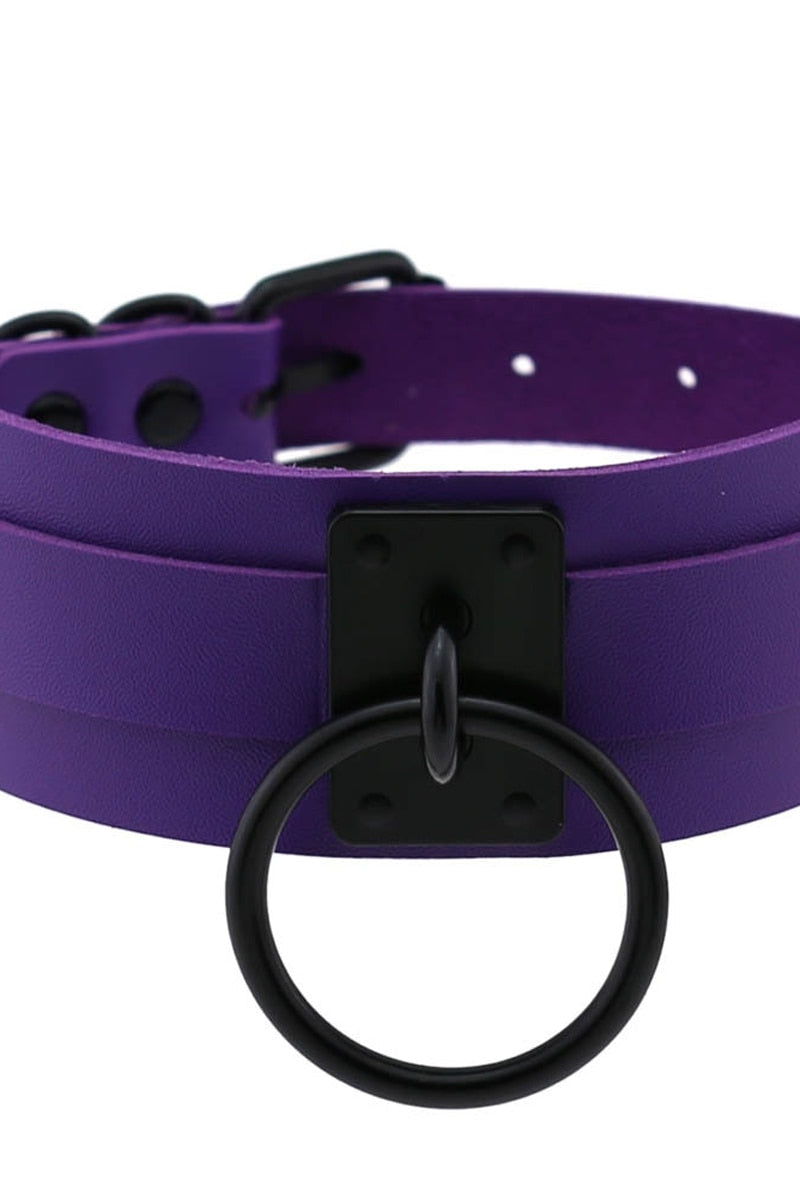 Leather Look Choker Collar