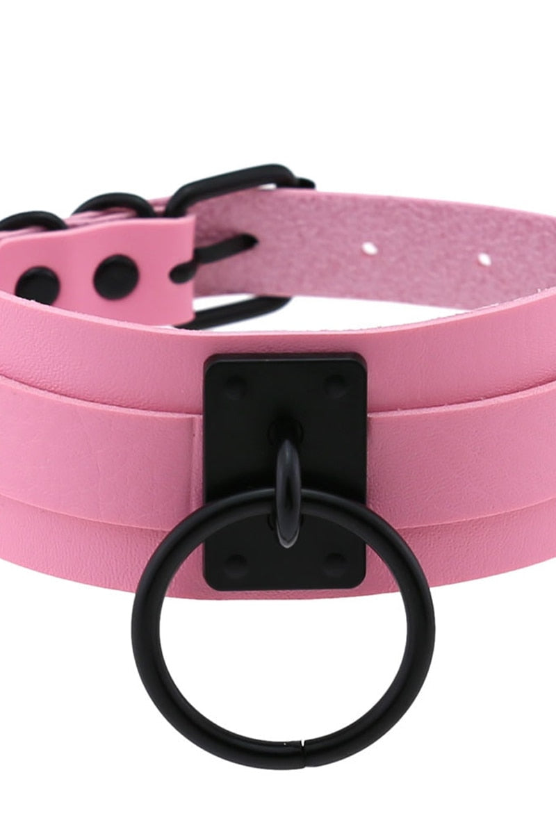 Leather Look Choker Collar