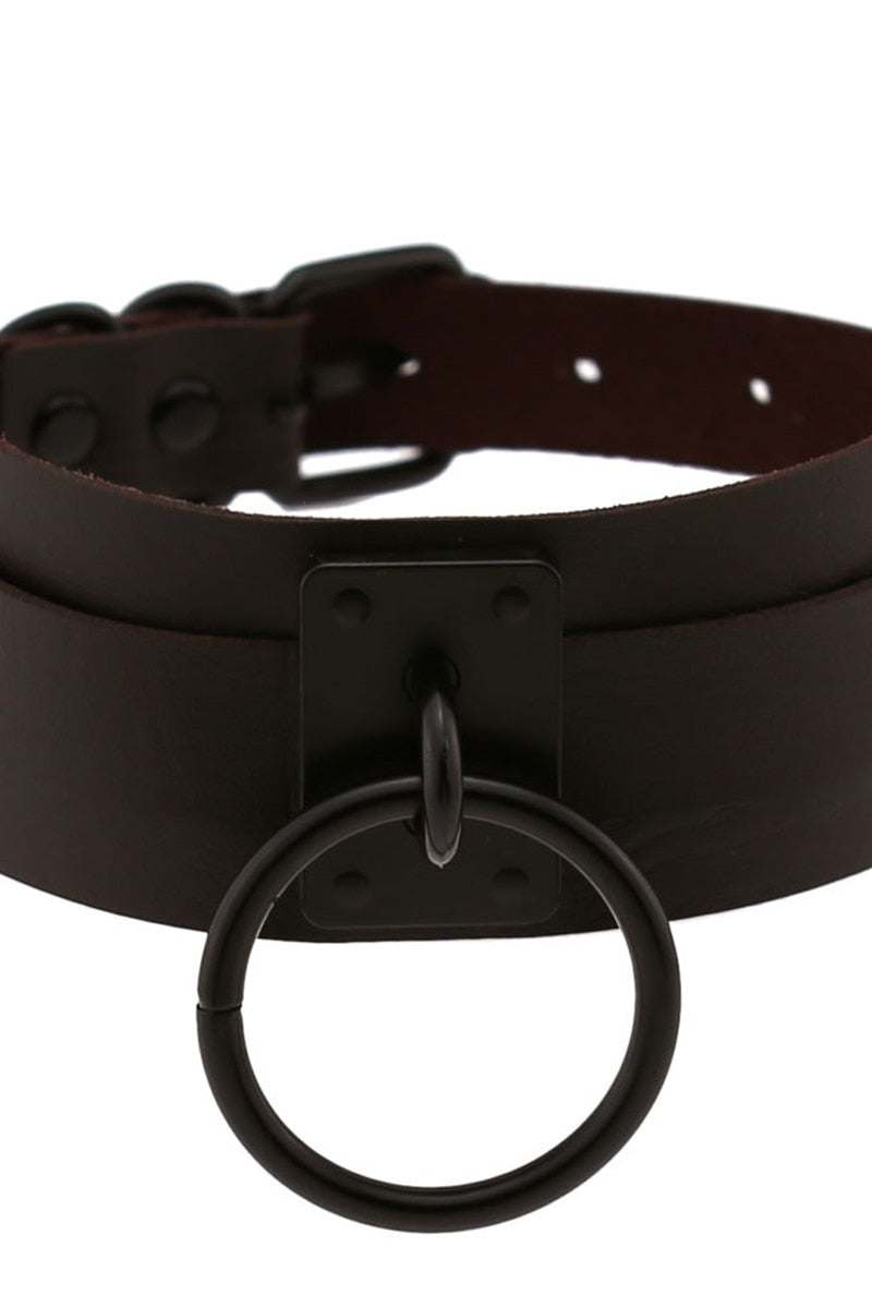 Leather Look Choker Collar