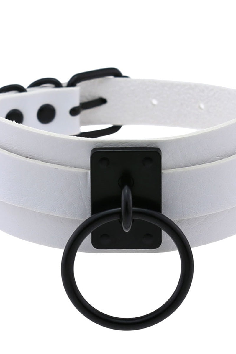 Leather Look Choker Collar