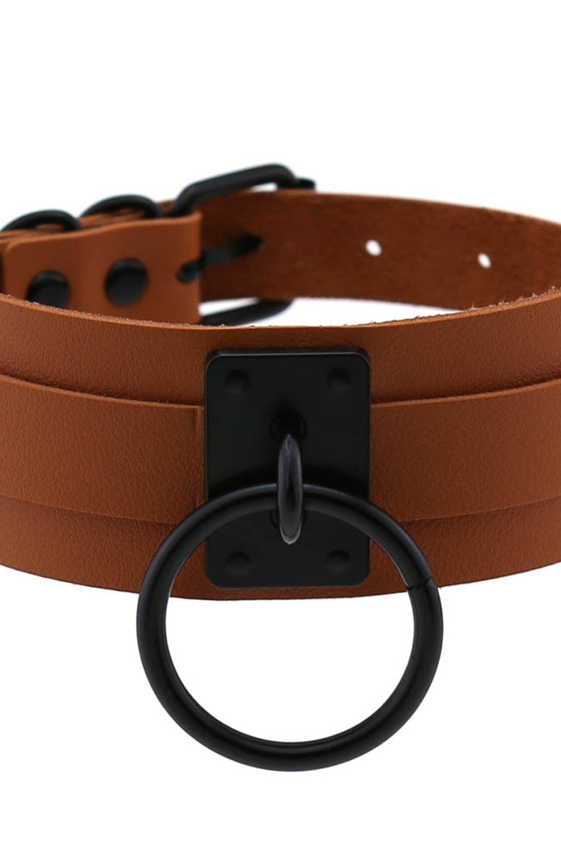 Leather Look Choker Collar