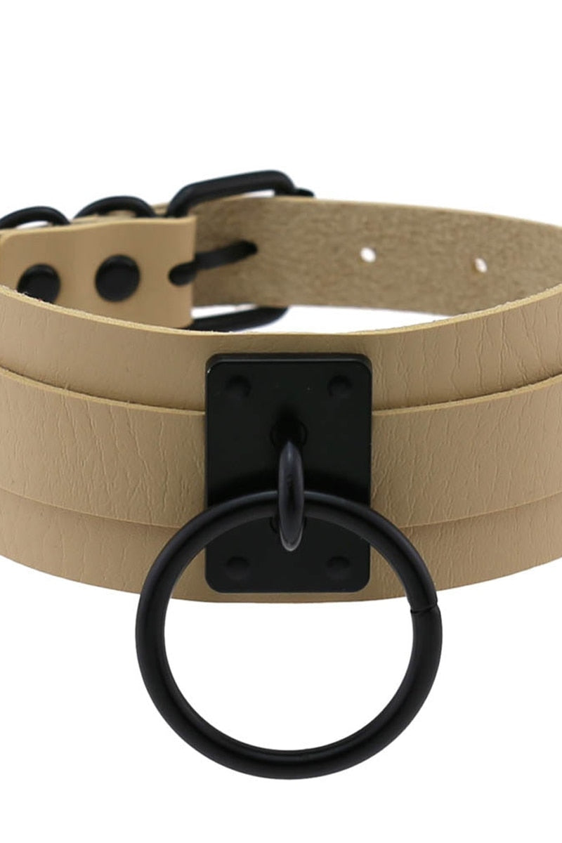 Leather Look Choker Collar