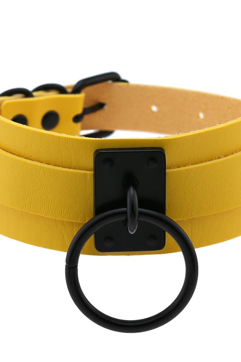 Leather Look Choker Collar