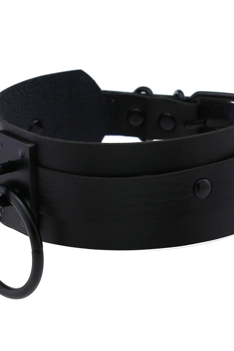 Leather Look Choker Collar