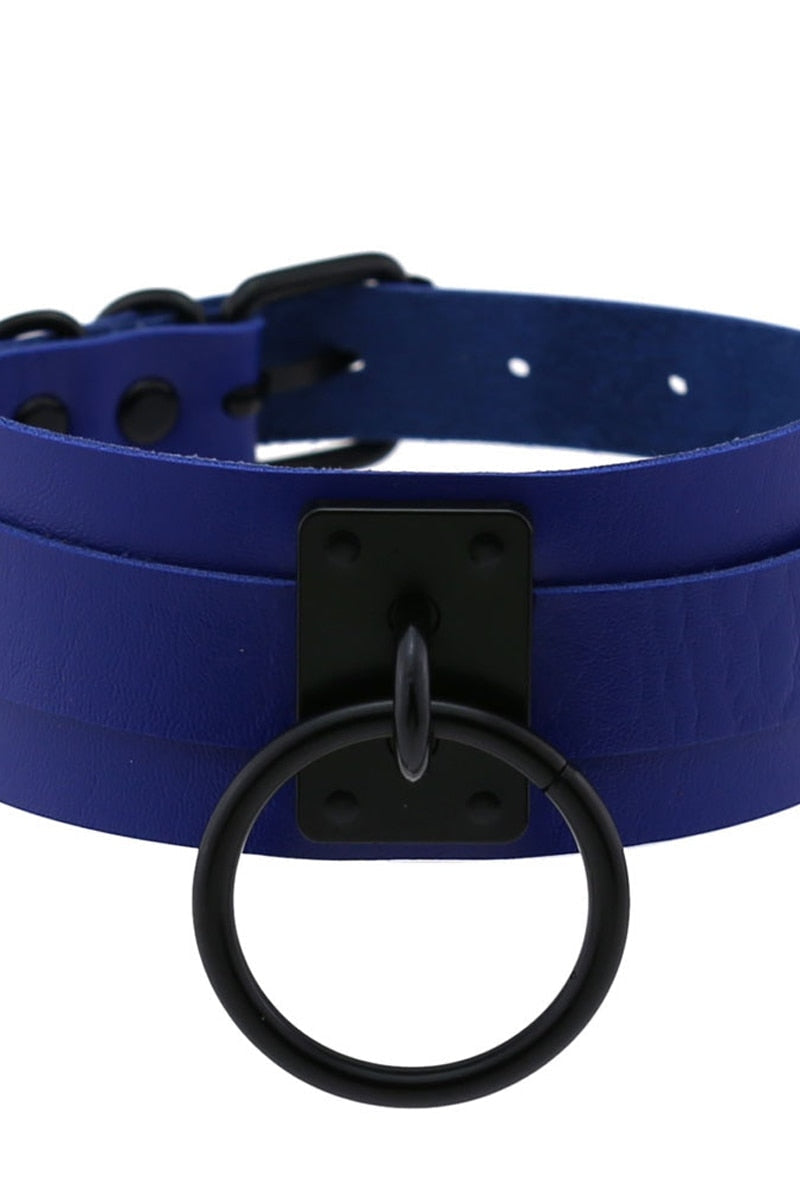Leather Look Choker Collar