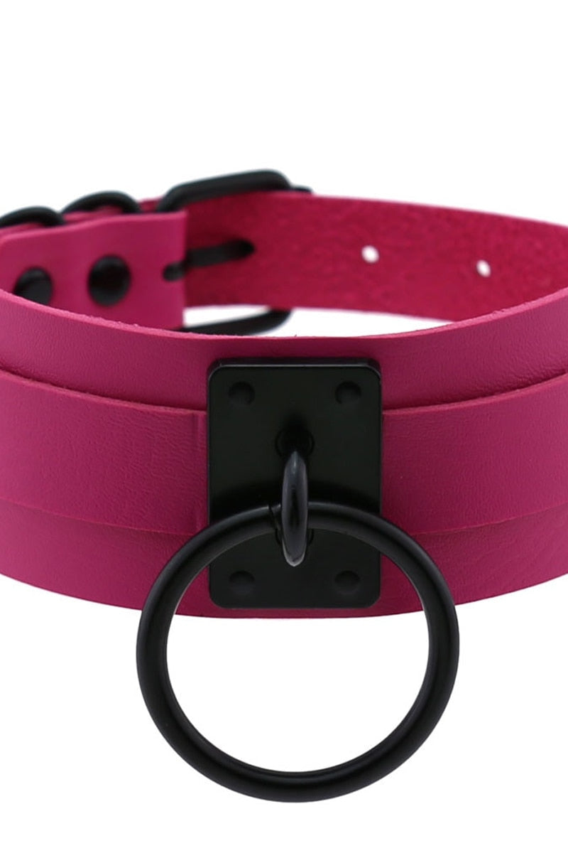 Leather Look Choker Collar