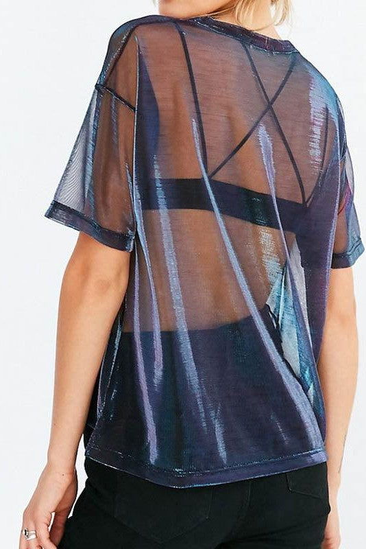 Transparent Glossy Round Neck T-shirt