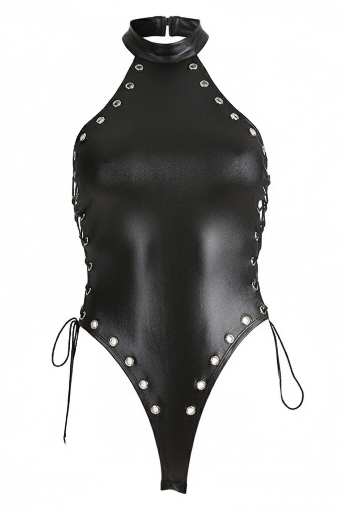 Tie-Up Patent Bodysuit