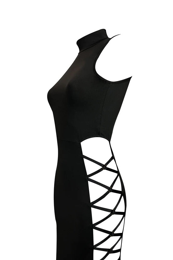 Elegant Black Sleeveless Bandage Dress