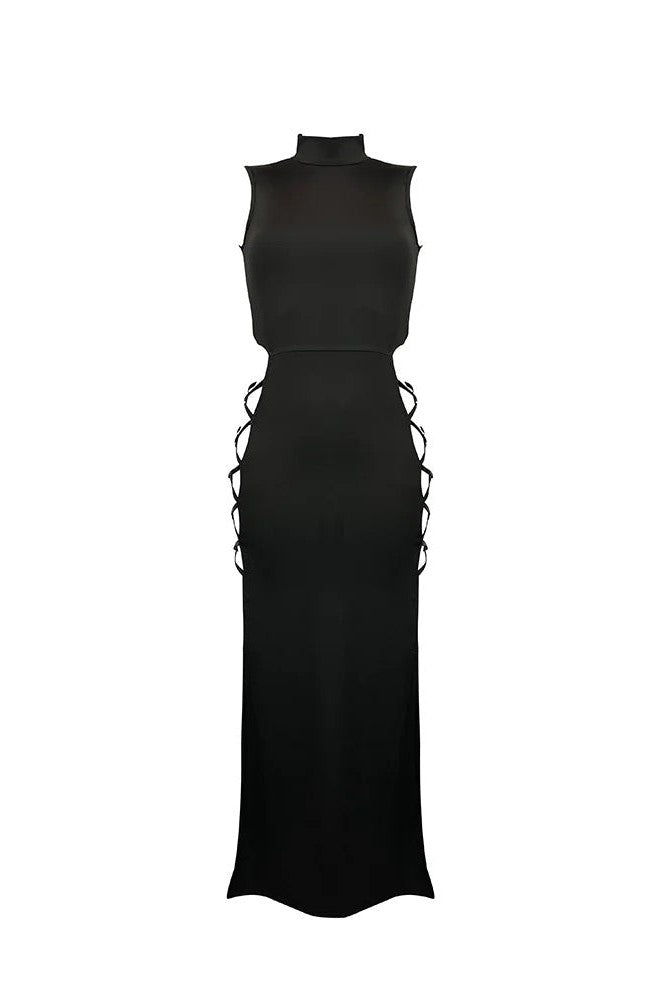 Elegant Black Sleeveless Bandage Dress