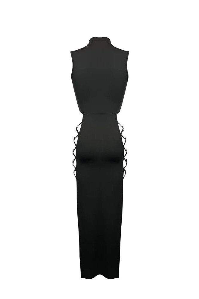 Elegant Black Sleeveless Bandage Dress
