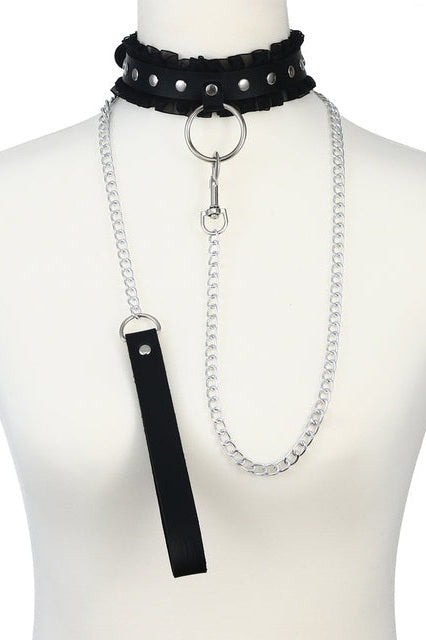 Faux Leather Collar and Leash