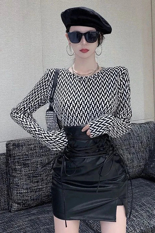 High Waist Lace Up Skirt