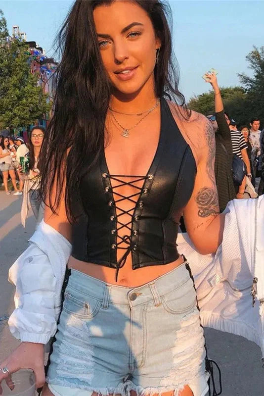 Backless Tie Up Crop Top