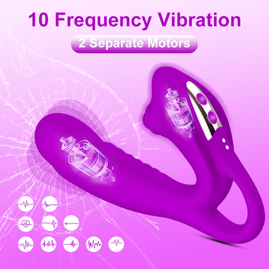 Bendable Silent Vibrator- Women Dual Motor Big Dildo, Handle Female Vibrator- Adult- Sex- Toy With 10 Vibration Modes