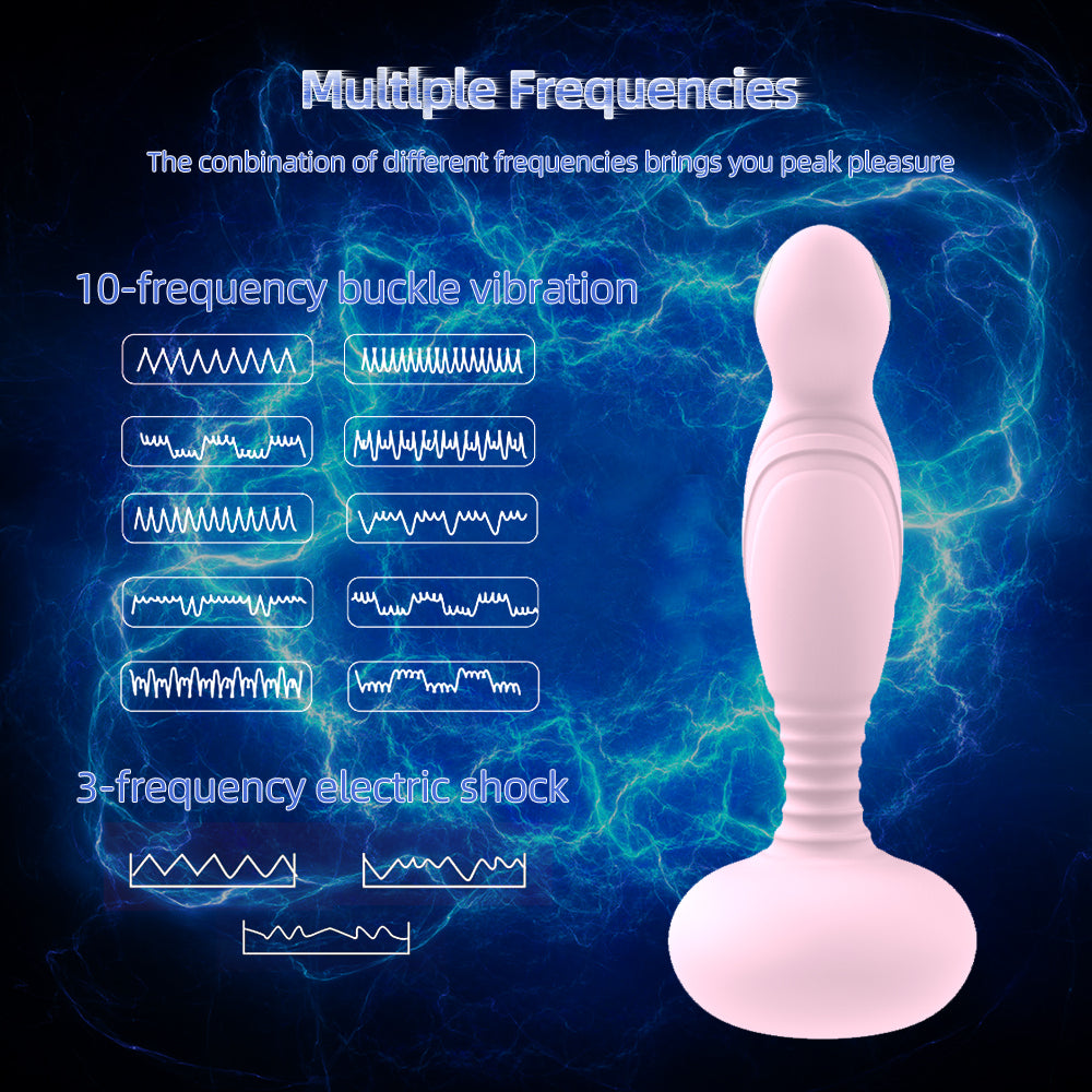 Liquid Silicone Wearable With Remote 10 Modes Recharge Pulling Butt Plug Dildo Mute Toy For Women Men-Black