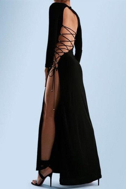 Long Sleeve Backless Maxi Dress