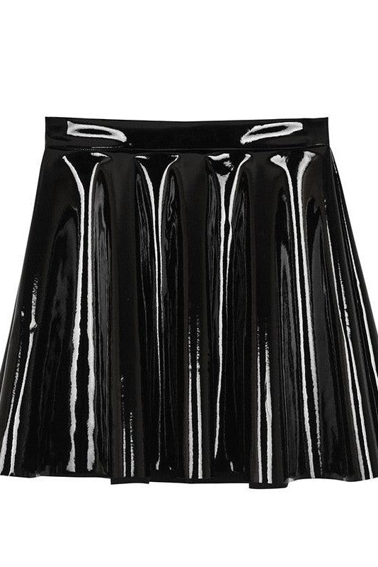 Steampunk Black Glossy Mini Skirt