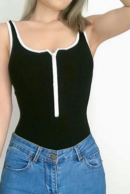 Retro Zipper Bodysuit