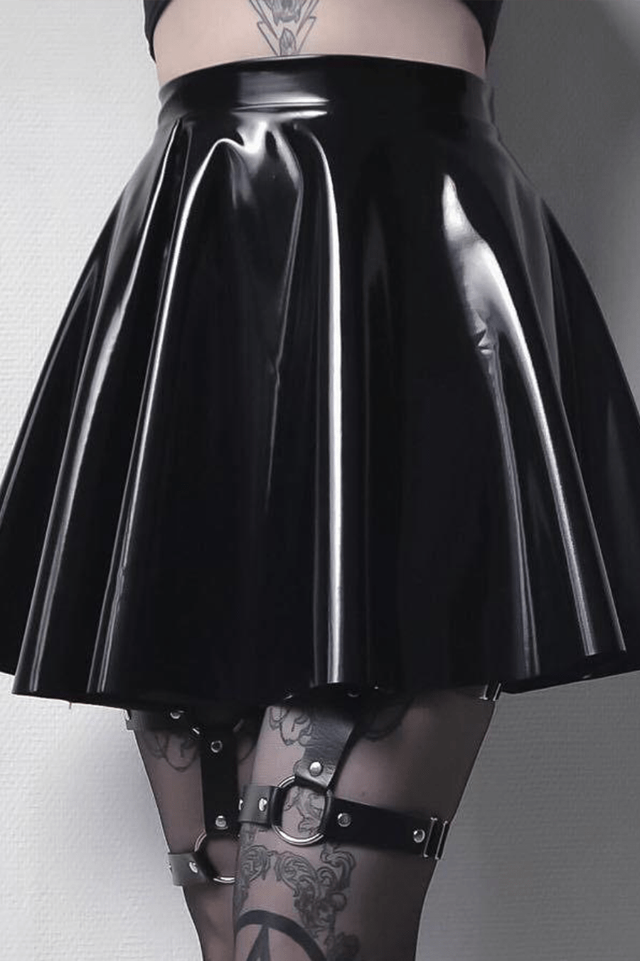 Steampunk Black Glossy Mini Skirt